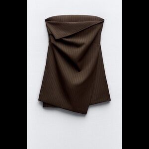 Zara Brown Strapless Dress